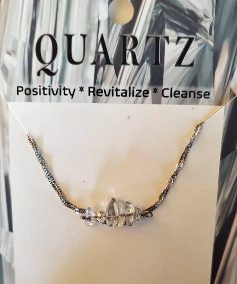 Clear Quartz Birthstone Necklace for April – Adjustable Stainless Steel Chain | Made in USA Gift Jewelry Michelle Marie Boutique  Necklace