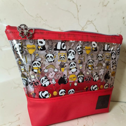 Clear Vinyl Cosmetic Bag with Panda Print – 10 Inch Makeup Organizer – Handmade in USA Frances Farm & Craft  Cosmetic bags