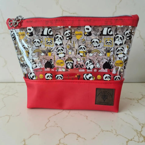Clear Vinyl Cosmetic Bag with Panda Print – 10 Inch Makeup Organizer – Handmade in USA Frances Farm & Craft  Cosmetic bags
