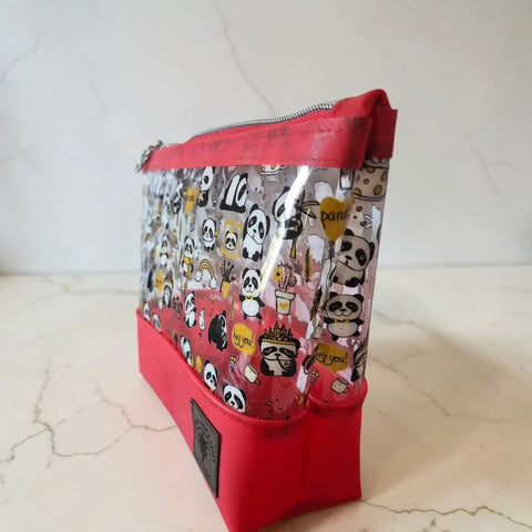 Clear Vinyl Cosmetic Bag with Panda Print – 10 Inch Makeup Organizer – Handmade in USA Frances Farm & Craft  Cosmetic bags