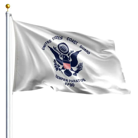 Coast Guard Flag 3x5 Ft – UV-Resistant Outdoor Nylon Fabric with SolarGuard Dyes | Made in USA Freedom Flag and Pole 