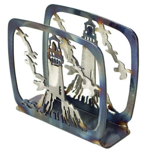 Coastal Lighthouse Metal Napkin Holder – Handcrafted Table Organizer | Made in USA Knights Home Decor  item