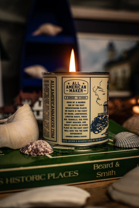 Coastal Maine 8 Oz Soy Wax Candle – Handcrafted Home Fragrance With Ocean Breeze Scent | Made in USA All American Maker 