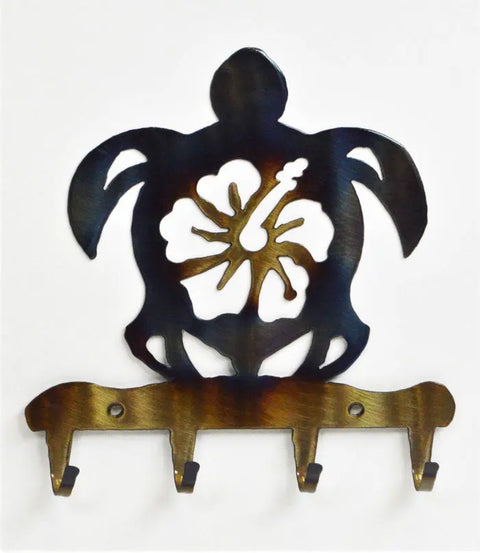 Coastal Sea Turtle Metal Key Rack – Beach Wall Organizer with Hooks | Handmade in USA Rustic Decor Knights Home Decor  item