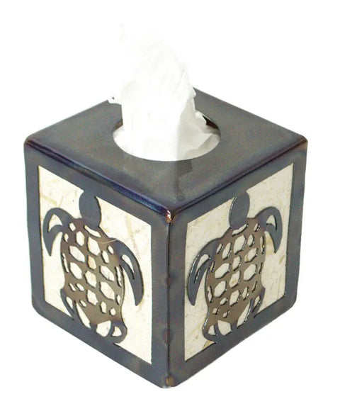 Coastal Sea Turtle Tissue Box Holder – Handcrafted Ocean Decor Accent | Made in USA Knights Home Decor  item