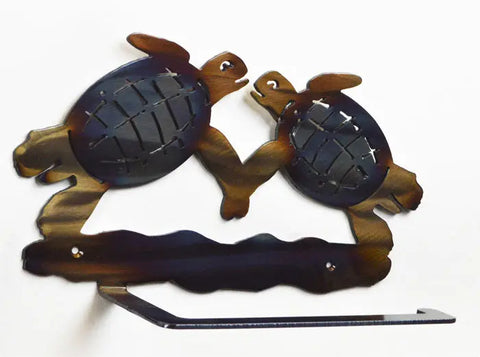 Coastal Swimming Sea Turtle Toilet Paper Holder – Handcrafted Steel Bathroom Accessory | Made in USA Knights Home Decor  item