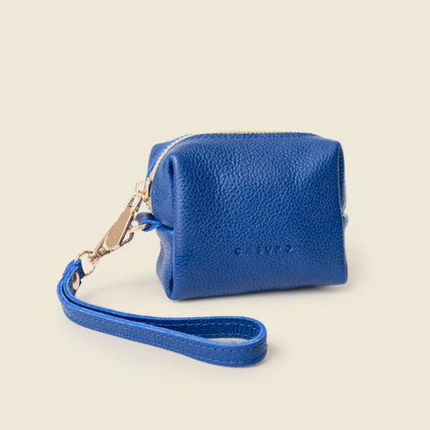 Cobalt Blue Mini Leather Wristlet Bag – Full Grain Napa Coin Purse | Made in USA CASUPO  Zipper Wallet