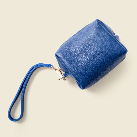 Cobalt Blue Mini Leather Wristlet Bag – Full Grain Napa Coin Purse | Made in USA CASUPO  Zipper Wallet