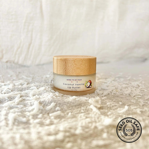 Coconut Vanilla Hydrating Lip Butter – Natural Nourishing Lip Balm | Made in USA Skincare Born to be Free  Lip Butter