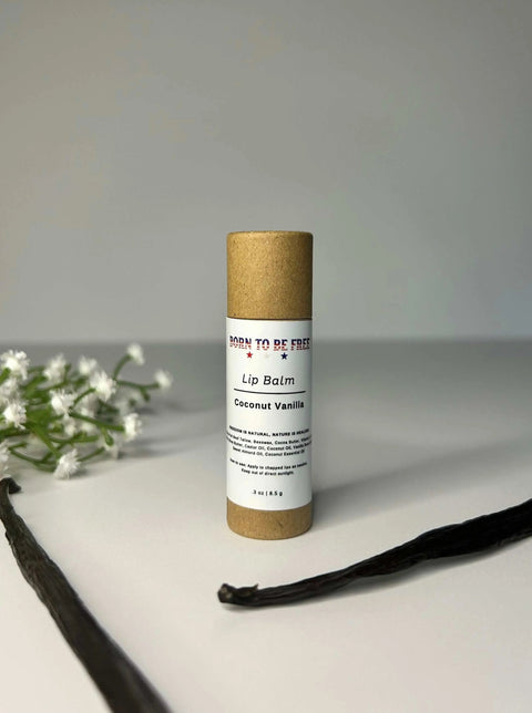Coconut Vanilla Lip Balm Born to be Free  Lip Balm 8.25 .3 oz Kraft Push Up Tube