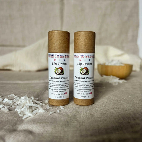Coconut Vanilla Lip Balm – Nutrient-Rich Hydrating Formula with Grass-Fed Tallow | Made in USA Born to be Free  Lip Balm