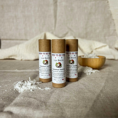 Coconut Vanilla Lip Balm – Nutrient-Rich Hydrating Formula with Grass-Fed Tallow | Made in USA Born to be Free  Lip Balm