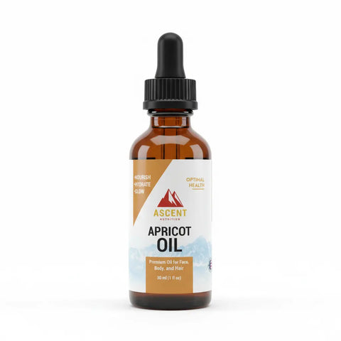 Cold-Pressed Apricot Seed Body Oil 30ml – Lightweight Hydrating Skin Elixir | Ascent Nutrition – Made in USA Ascent Nutrition 