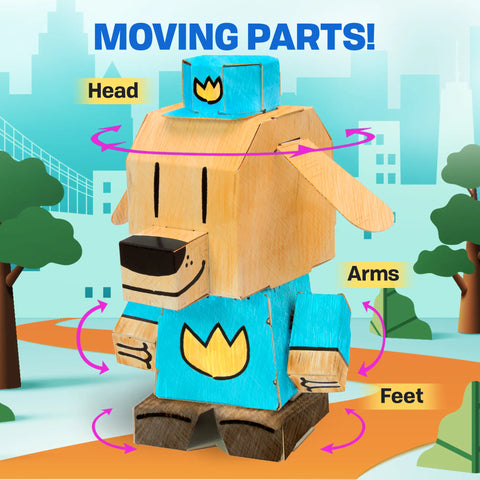 Color Me Dog Man Craft Kit – 4 Inch Paperboard Character Toy for Kids Ages 6+ | Made in USA Creativity Kit Cubles  Cubles