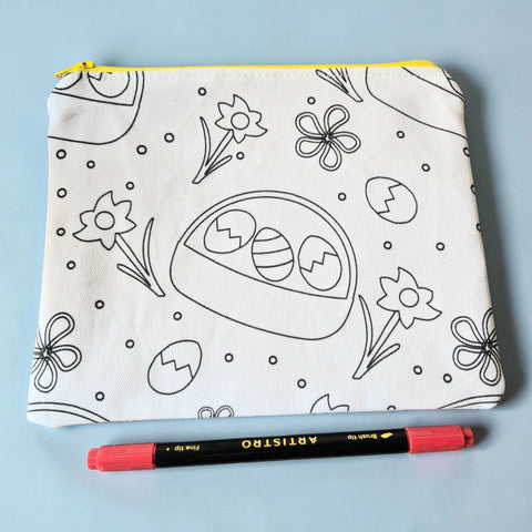 Color-Your-Own Easter Zipper Pouch Frances Farm & Craft LLC  Pencil Pouch