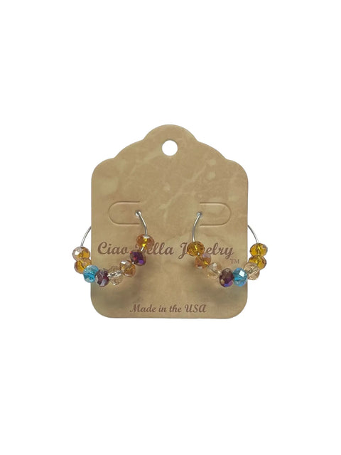 Colorful Crystal Silver Hoop Earrings 1 Inch – Lightweight Hypoallergenic Jewelry | Made in USA Michelle Marie Boutique  Earrings
