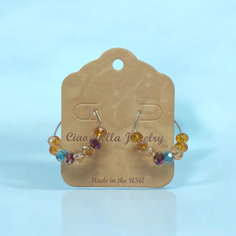 Colorful Crystal Silver Hoop Earrings 1 Inch – Lightweight Hypoallergenic Jewelry | Made in USA Michelle Marie Boutique  Earrings