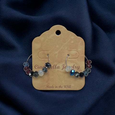 Colorful Crystal Silver Hoop Earrings 1 Inch – Lightweight Hypoallergenic Jewelry | Made in USA Michelle Marie Boutique  Earrings