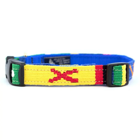 Colorful Hand-Woven Side Release Dog Collar 9-30 Inch Adjustable – Durable Nylon Backing | Made in USA Auburn Leathercrafters  item