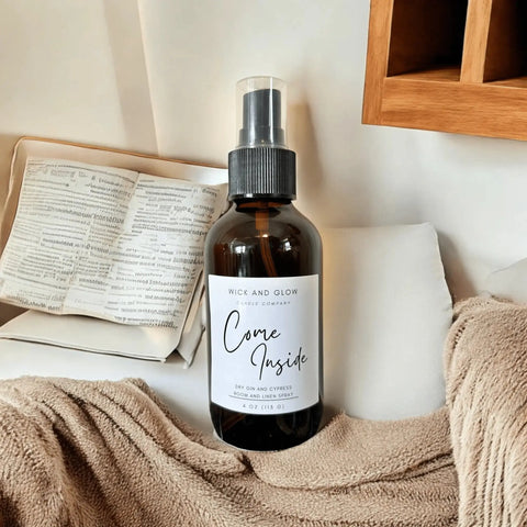 Come Inside Room and Linen Spray The Wick and Glow Candle Company  Air Fresheners