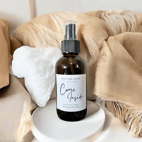 Come Inside Room and Linen Spray The Wick and Glow Candle Company  Air Fresheners
