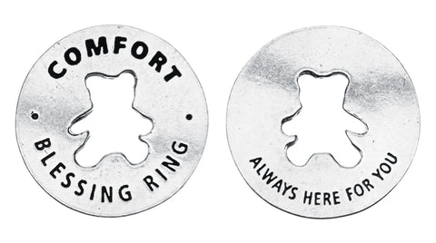 Comfort Blessing Ring Charm With Teddy Bear Cutout – Recycled Pewter Keepsake | Made in USA Whitney Howard Designs  Blessing Ring