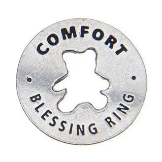 Comfort Blessing Ring Charm With Teddy Bear Cutout – Recycled Pewter Keepsake | Made in USA Whitney Howard Designs  Blessing Ring