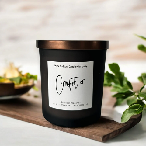 Comforter Luxury Candle- Juniper, Sage and Eucalyptus Wick and Glow Candle Company™  Candles