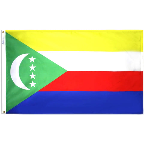 Comoros Outdoor Nylon Flag 200 Denier Printed with SolarGuard Dyes – Durable Vibrant Colors | Made in USA Freedom Flag and Pole 
