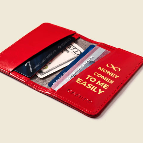Compact 4 Inch RFID Blocking Bifold Wallet | Fire Red – Handmade in USA CASUPO  Small Bifold