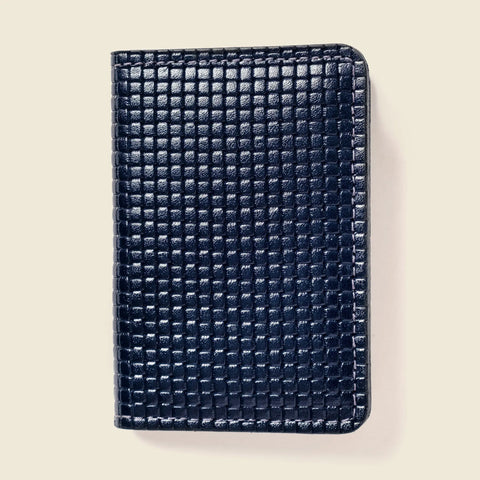 Compact 4 Pocket RFID Navy Leather Wallet 4 1/8 x 2 7/8 Handmade in USA CASUPO  Small Bifold