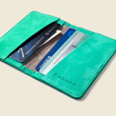 Compact Bifold Wallet, 4.1x2.9 Inch, Mint Leather and RFID Protection – Handmade in USA CASUPO  Small Bifold