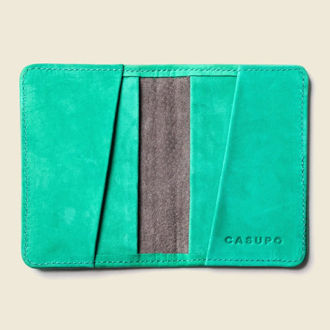 Compact Bifold Wallet, 4.1x2.9 Inch, Mint Leather and RFID Protection – Handmade in USA CASUPO  Small Bifold