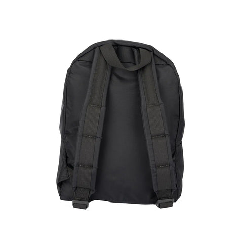 The MIS Daypack S - Black, made in the USA, is shown from the back with padded shoulder straps and a top handle, against a white background.