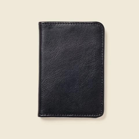 Compact Black Leather Bifold Wallet 2.87x4.12 Inches – Handmade in USA CASUPO  Small Bifold