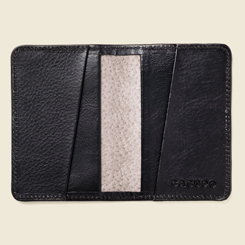 Compact Black Leather Bifold Wallet 2.87x4.12 Inches – Handmade in USA CASUPO  Small Bifold