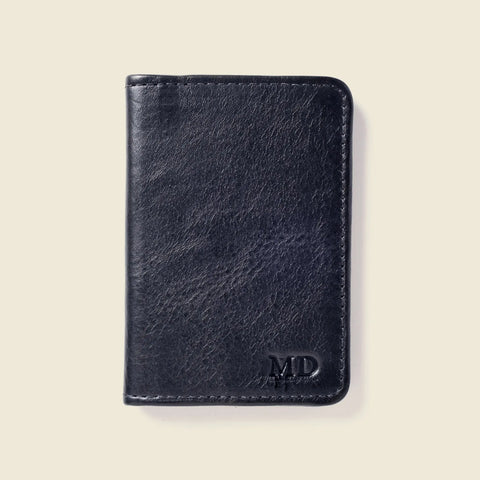Compact Black Leather Bifold Wallet 2.87x4.12 Inches – Handmade in USA CASUPO  Small Bifold