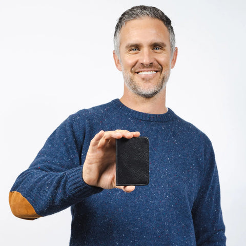 Compact Black Leather Bifold Wallet 2.87x4.12 Inches – Handmade in USA CASUPO  Small Bifold