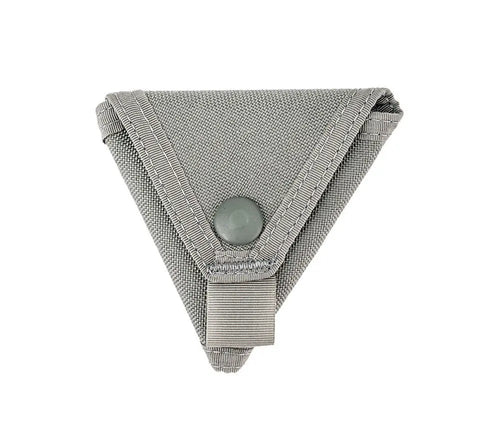 The MIS Coin Case - Foliage is a gray, triangular Cordura Nylon pouch featuring a flap secured by a snap button, shown against a white background.