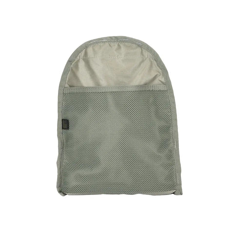 The MIS Daypack S - Foliage is a gray, water-resistant nylon zippered pouch with a rounded top, front mesh pocket, and a small black tag on the left side, shown against a white background.