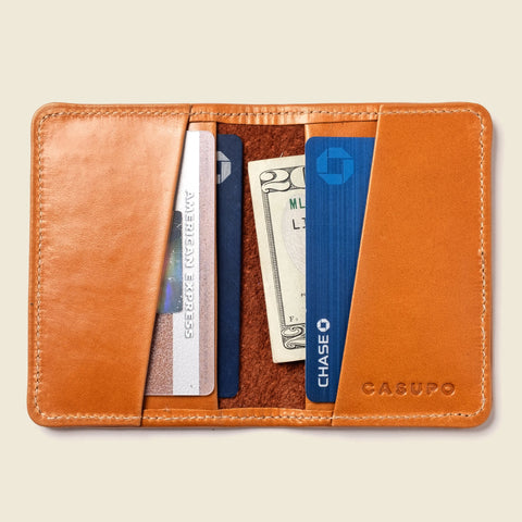 Compact Leather Bifold Wallet 4x3 Inch – RFID Protected | Made in USA CASUPO  Small Bifold