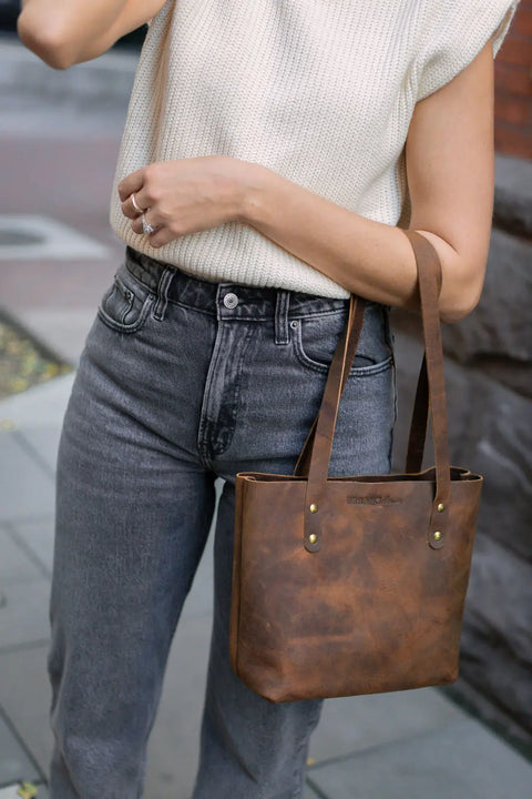 Compact Leather Mini Urban Tote Bag – Handcrafted Lightweight Purse | Made in USA Urban Southern  Totes