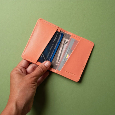 Compact Pink Leather Bifold Wallet 4x3 Inch – RFID Protection | Made in USA CASUPO  Small Bifold