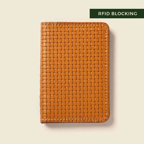 Compact RFID Bifold Wallet 4x3 Inch Tan Leather – Handmade in USA CASUPO  Small Bifold