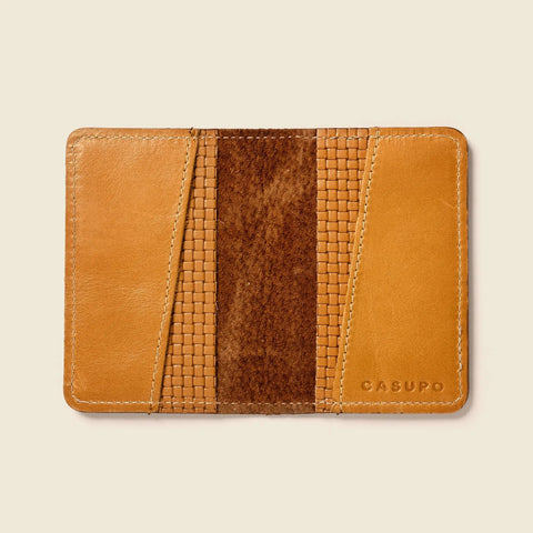 Compact RFID Bifold Wallet 4x3 Inch Tan Leather – Handmade in USA CASUPO  Small Bifold