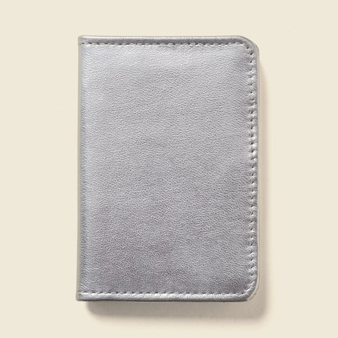 Compact RFID Bifold Wallet - 4x3 Inches | Silver Leather Handmade in USA CASUPO  Small Bifold