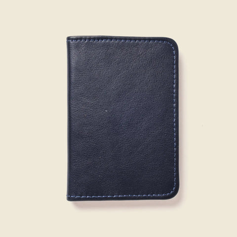 Compact RFID-Blocking Bifold Wallet – Handcrafted Navy Leather Organizer | Made in USA with Sustainable Materials CASUPO  Small Bifold
