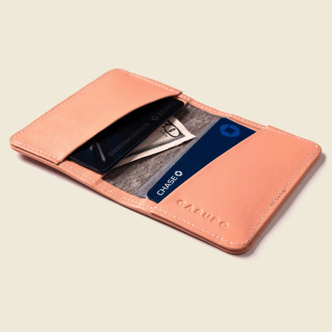 Compact RFID Leather Bifold Wallet 4x3 Inch – Soft Pink | Handmade in USA CASUPO  Small Bifold