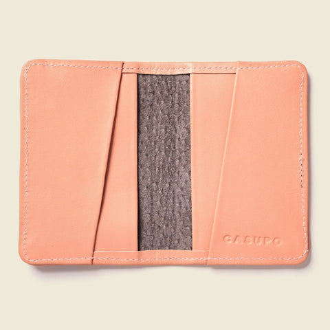 Compact RFID Leather Bifold Wallet 4x3 Inch – Soft Pink | Handmade in USA CASUPO  Small Bifold