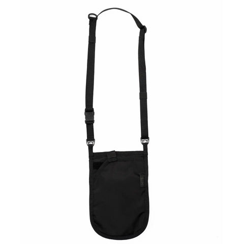 The MIS Shoulder Pouch Gen2 - Black is a rectangular crossbody bag with an adjustable shoulder strap and a front zippered pocket for secure storage.